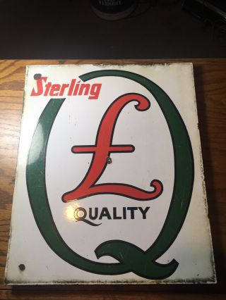 Rare 1950s Sterling Gasoline Porcelain Pump Plate Gas Oil Advertising Sign Rare 2