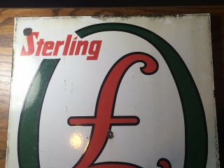 Rare 1950s Sterling Gasoline Porcelain Pump Plate Gas Oil Advertising Sign Rare 3