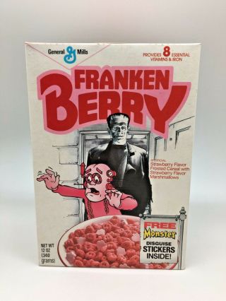1987 Frankenberry Cereal Box General Mills - Boris Karloff As Frankenstein Rare