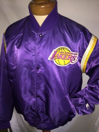 La Los Angeles Lakers Starter Vintage Satin Quilted Bomber Jacket Men 