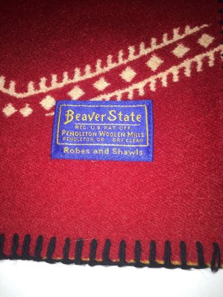 Pendleton Beaver State Vivid Colors Red Beige Wool Robes & Shawls 66 