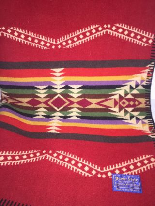Pendleton Beaver State Vivid Colors Red Beige Wool Robes & Shawls 66 