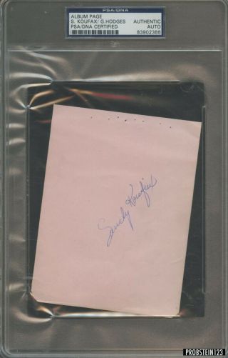 Vintage Sandy Koufax Gil Hodges Brooklyn Dodgers Signed Album Page Psa/dna