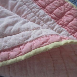 Pretty Vintage Cottage CRIB QUILT or Table Runner PINK Yellow 36x21 3