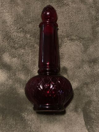 Vintage Avon Ruby Red Glass Somewhere Cologne Bottle