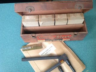 Vintage Rivet Kit W/g - 25 Rivet Gun & Wooden Storage Box By Cherry Rivet Co.