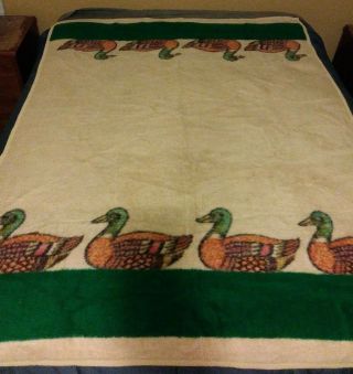 Biederlack Blanket Throw Reversible Mallard Ducks 74 " X 55 " Made In Usa Man Cave
