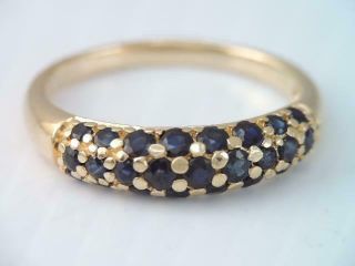 Gorgeous Solid 14k Gold Blue Sapphire Band Ring Designer Sz 9