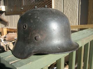 W.  W.  2 German M - 35/40 Helmet And Liner Band A Some Leather Liner In Place Q 62