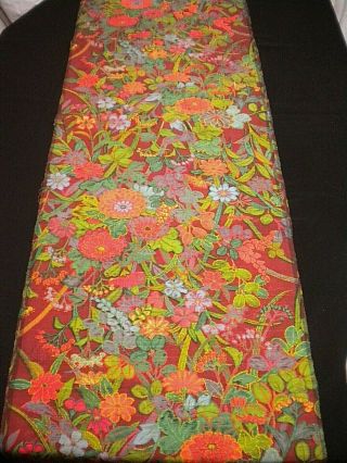 F - 585 Vintage Silk Kimono Fabric - Floral - 14 - 1/2 " X 68 "