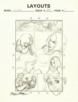 Bob Mcleod Signed Vintage 1981 X - Men Orig.  Prelim Art - Kitty Pryde,  White Queen