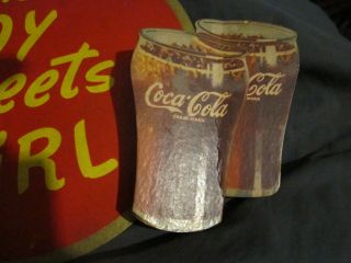 VINTAGE Coca - Cola When Boy meets Girl Cardboard Ad Sign 2