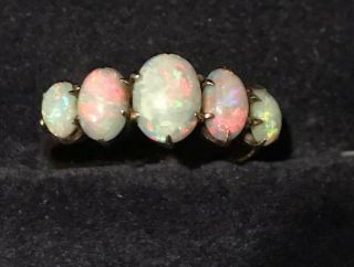 Antique Circa 1890’s 14k Yellow Gold 5 Fire Opal Ring Size 5 1/2 3