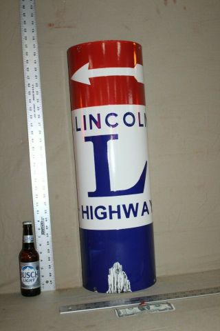Scarce 30 " Lincoln Highway Route Road Street Curved Corner Porcelain Metal Sign