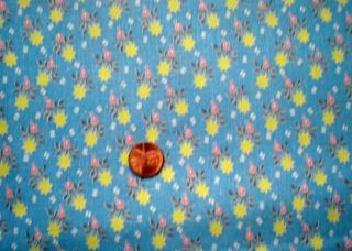 Floral On Blue Full Vtg Feedsack Quilt Sewing Doll Clohtes Craft Cotton Fabric