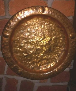 Arts & Crafts Copper Wall Hanging Charger/tray/plaque Hammedered Lombard England