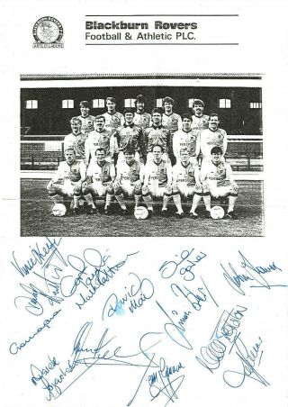 Blackburn Rovers Fc 1980s Team Signed Sheet Inc Protherston,  Gennoe,  Lowey