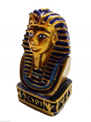 Egypt King Tut Pharaoh Figurine Statue Ancient Hand Painted 2.  3 " Sculpture (232)