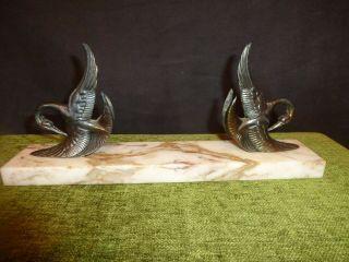 A French Art Deco Spelter Swans Picture Frame/holder