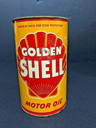 Rare Golden Shell Imperial Quart Oil Tin Can Sign Canada Advertising