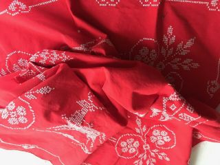 Swedish vintage 1940 embroidery table cloth,  Father Christmas out in his sleigh 2