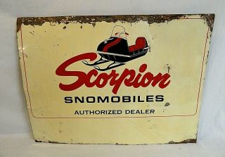 Scarce Circa Late 1960`s " Scorpion " Snowmobiles Authorized Dealer Metal Sign