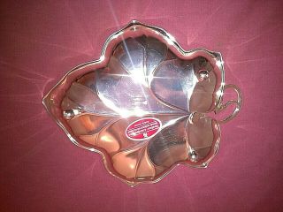 WMF Silver Plated Fruit/Pin Dish Art Nouveau Style Leaf Shaped Stamped & Sticker 2