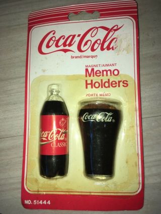 2 Coke Coca Cola Dollhouse Miniatures Refrigerator Magnet Bottle & Glass