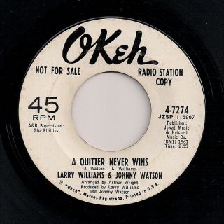 Northern Soul 7 45 - Larry Williams & Johnny Watson - A Quitter Never Wins Promo