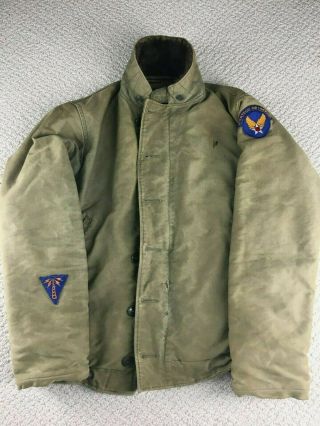 Vintage Wwii Us Army Air Force N1 Deck Jacket Navy 38 Military Patches " Benny "