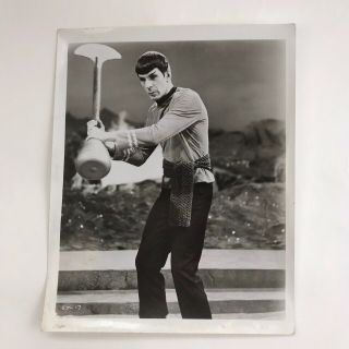 Vintage Star Trek Press Photo Series Leonard Nimoy Spock Swings Weapon