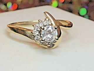 Vintage Estate 14k Gold Natural Diamond Ring Halo Wedding Engagement Bypass