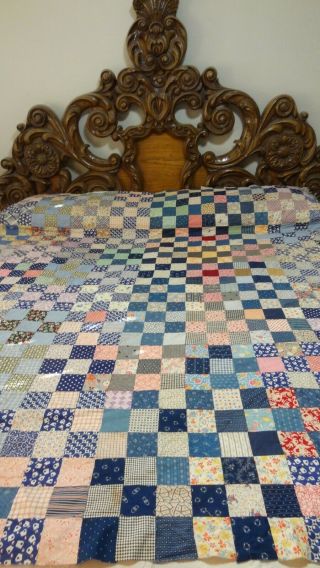 Great Vintage Feed Sack Patchwork Pattern Quilt Top L104.