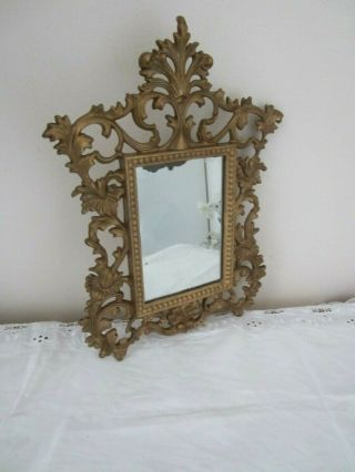 Antique Victorian /art Nouveau Cast Iron Gilded Beatrice Mirror,  Or Frame