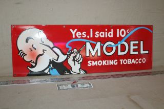 Rare Model Smoking Tobacco Man Pipe Dealer Porcelain Metal Sign Gas Oil Farm
