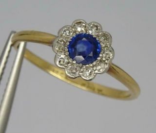 Antique Art Deco 18ct Gold,  Platinum,  Sapphire & Diamond Daisy Ring