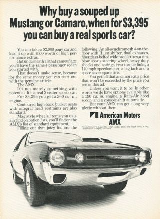 1970 Amc Amx Sportscar Classic Vintage Advertisement Ad A4 - B