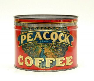 Great Peacock Coffee 1lb.  Coffee Tin Can,  Louisville,  Ky.