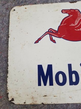 Vintage Mobil Gas Metal Tin Sign Pegasus Flying Horse Oil Farm Garage Station 2