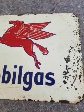 Vintage Mobil Gas Metal Tin Sign Pegasus Flying Horse Oil Farm Garage Station 3
