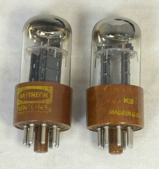2 Vintage Raytheon Uniline 6sn7wgt Brown Base Tubes