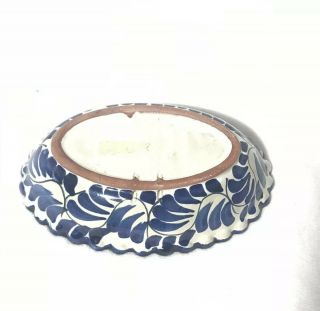 Mexican Talavera Oval Bowl Hand Made Floral Cobalt 2