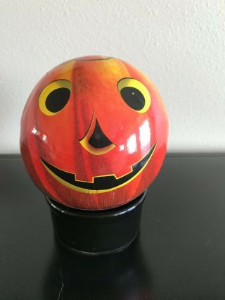 Vtg Halloween Paper Mache Pulp German Jack O Lantern,  Pumpkin Candy Container
