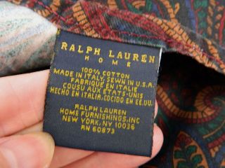 EUC Ralph Lauren Ascot Paisley Equestrian Horse Bit Queen Bedding Flat Sheet 2