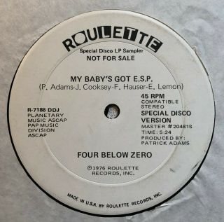 Nm 1976 Four Below Zero “my Baby’s Got E.  S.  P.  ” Promo 12”