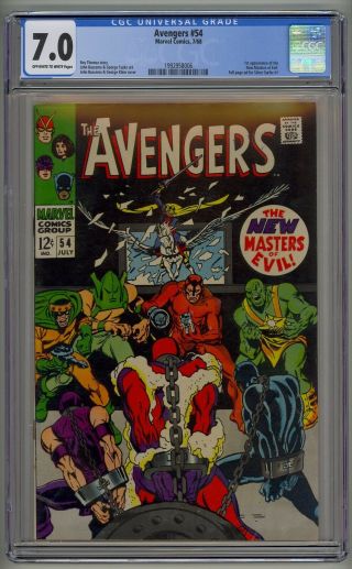 Avengers 54 Cgc 7.  0 Marvel Comic 1968 1st Appearance Of The Masters Of Evil