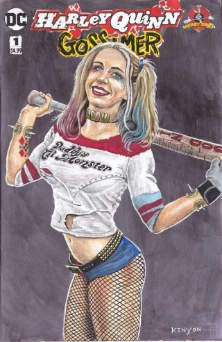 Sexy Art On Harley Quinn Gossamer Blank Sketch Cover Signed W/coa