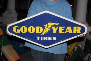 Vintage 1963 Goodyear Tires Chevrolet Ford Mopar Gas Station 28 " Metal Sign