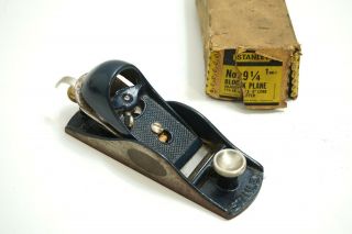 Vintage Stanley No 9 1/4 Wood Plane With Box 6.  25 " Long Smooth