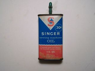 Vintage Singer Sewing Machine Tin Oil Can 4 Oz Handy Oiler